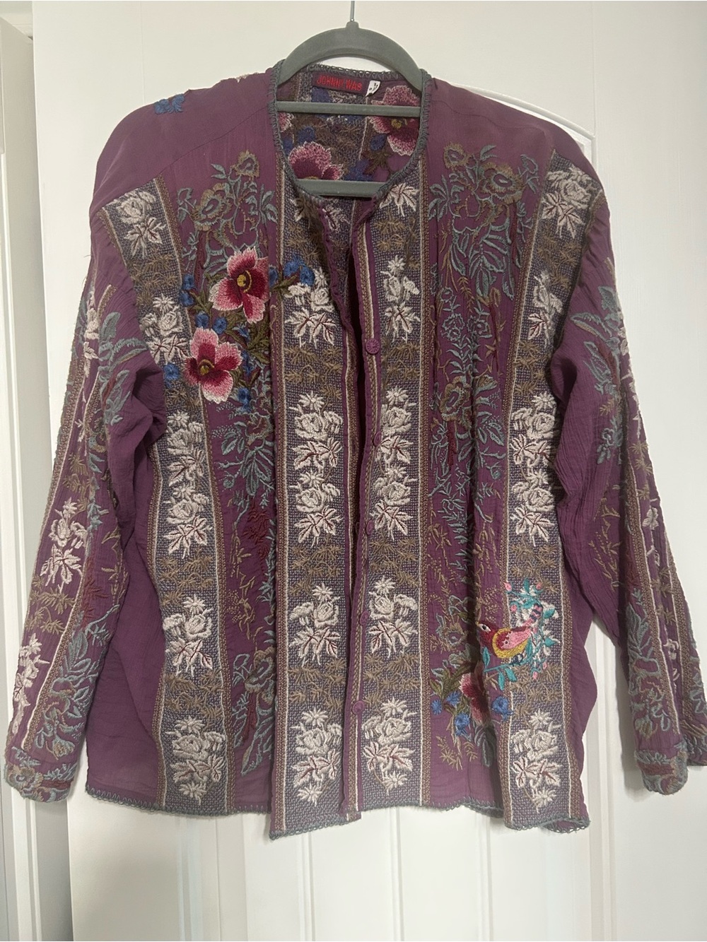 Johnny Was Purple Embroidered Merlin Blouse
